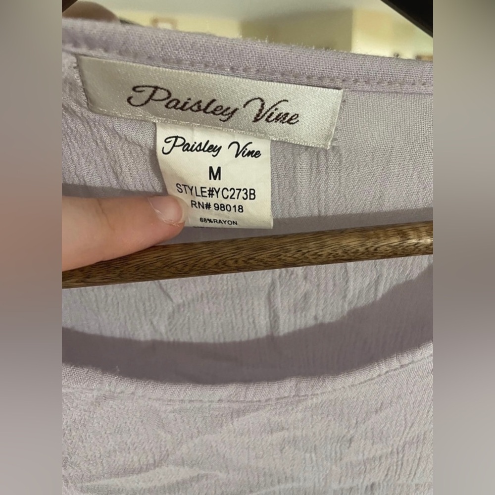 Paisley Vine Short Sleeve Lavender Ruffle and Lace Shirt - Picture 2 of 2